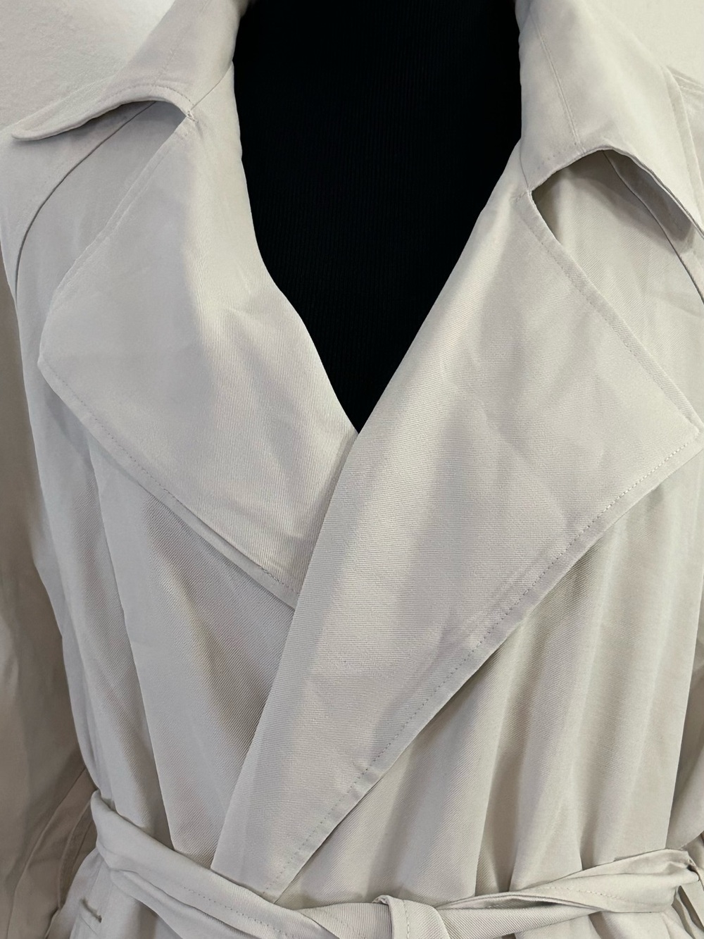 PHILOSOPHY NWT Light Beige Drape Lapel Tie Waist Trench Coat Jacket XL